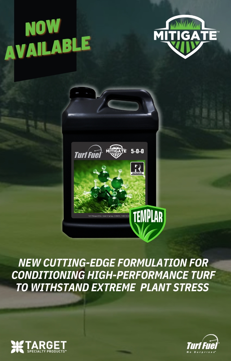 Now Available - Mitigate. New cutting-edge formulation for conditioning high-performance turf to withstand extreme plant stress..