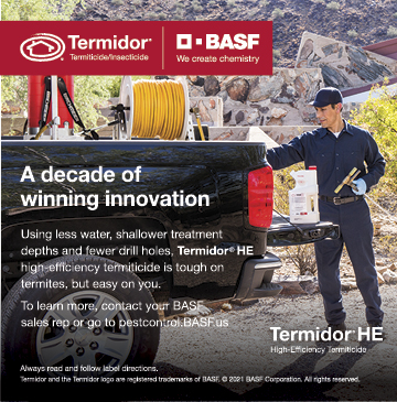 A decade of winning innovation - using less water, shallower treatment depths and fewer drill holes, Termidor HE high-efficient termiticide is touch on termites, but easy on you. Learn More.